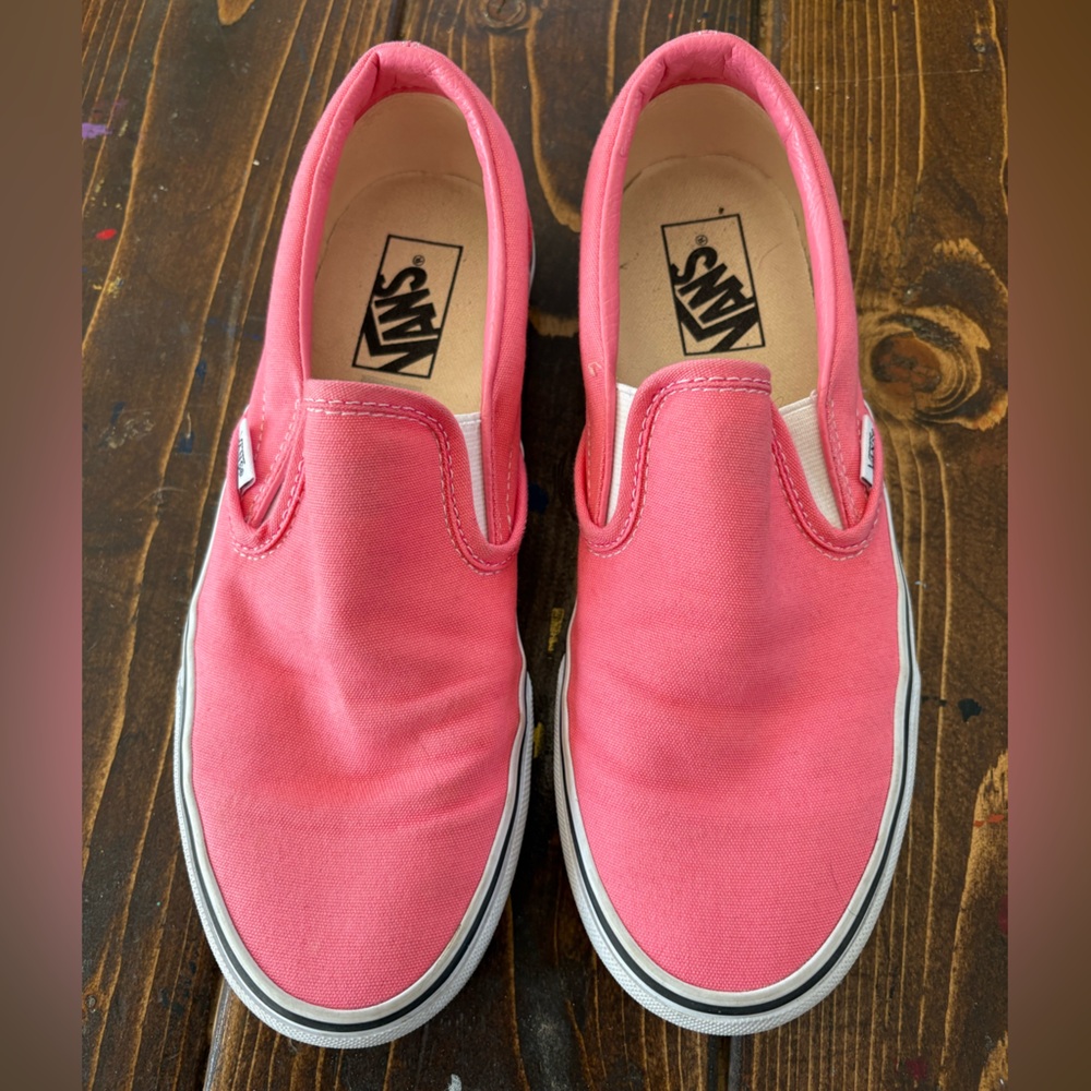 Pink Vans Classic Slip-On canvas shoes Kids Coral Slip-On skateboard Sneakers